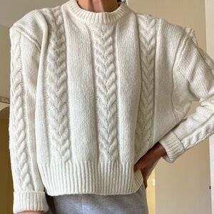 ASOS Cream Cable Knit Crew Neck Sweater
